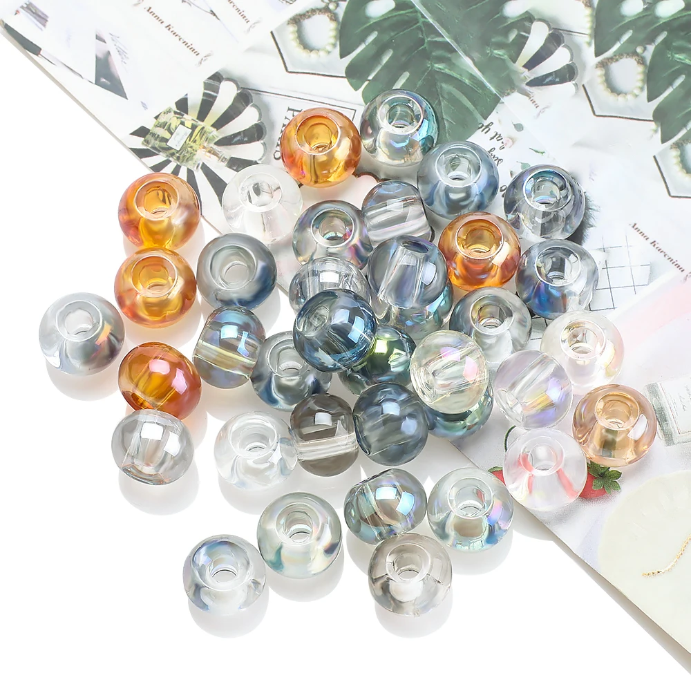 50 Teile/los 8x10MM Große Loch Acryl Perlen Transparent Spacer Lose Charme Perlen Für DIY Armband Ornament, der Kleidung Accesso