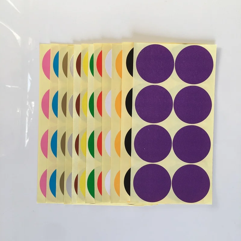 Size 50mm DIY Circle Stickers Colorful Writing Round Sticker yellow Dots Multi Color Circle Paper Tag