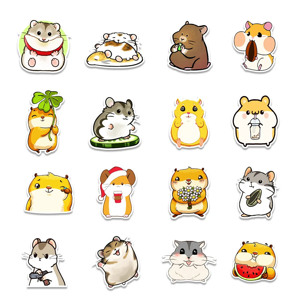 50pcs Cartoon Hamster Stickers For Notebook Scrapbook Supplies Stationery Cute Sticker Scrapbooking Material Craft Supplies