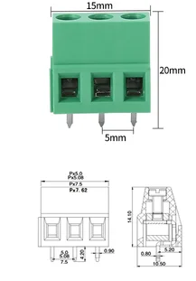 100PCS KF128-2P 2PIN  KF128-3P 3Pin 5.0mm Green Straight Pin PCB Screw Terminal Block Connector