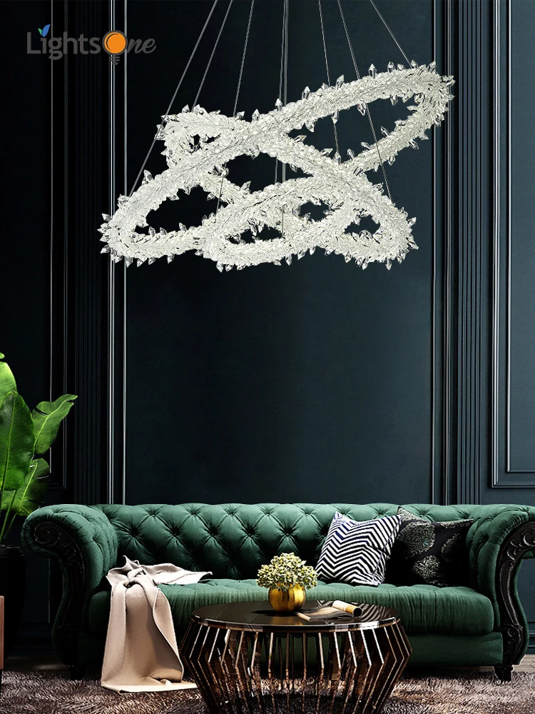 

Post-modern light luxury crystal chandelier ring living room dining room ring firefly lamp