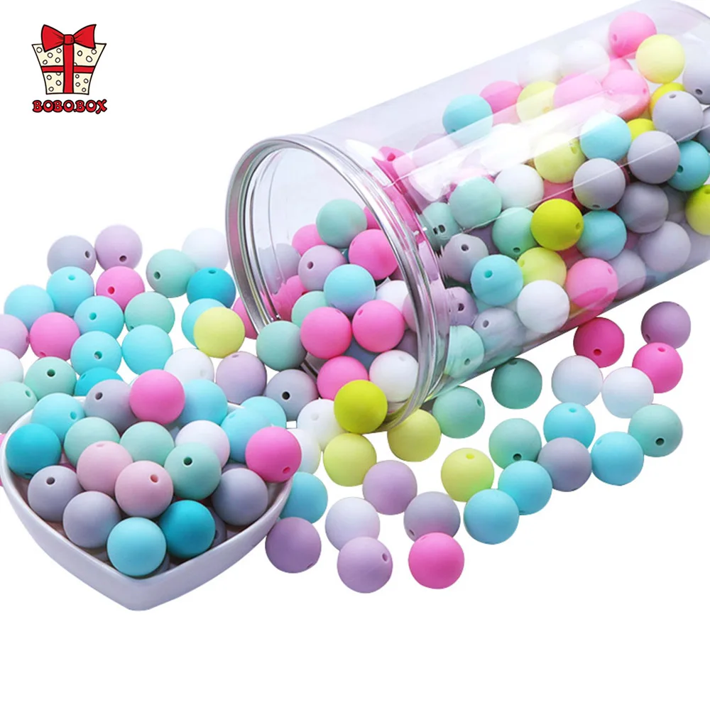 BOBO.BOX 9mm 100pcs Silicone Beads Round Ball Pearl Food Grade PBA Free DIY Pacifier Clip Chain Jewelry Baby Teething Rodent Toy