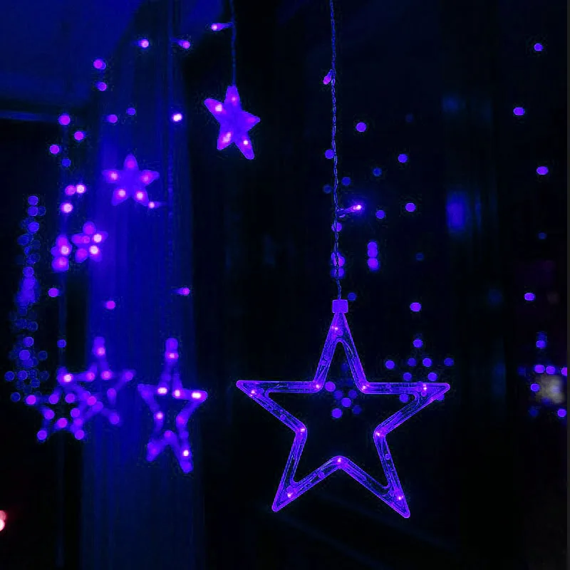 Imagem -05 - Led Star Garland Cortina Fairy String Luzes para Xmas Window Room Indoor Outdoor Bedroom Home Party Casamento Ramadan Decor 220v