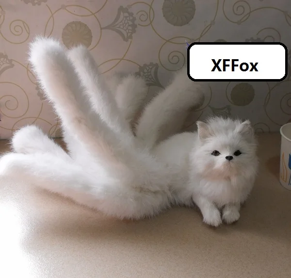 cute real life lying white fox model plastic&furs simulation nine-tail fox gift about 32x15cm xf2381