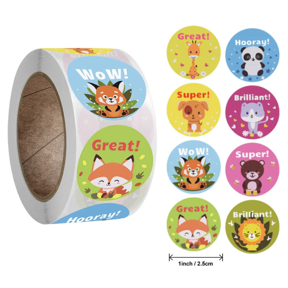 50-500 Pcs Zoo Animals Cartoon Stickers For Kids Classic Toys Sticker School Teacher Reward Sticker 8 Designs Pattern Lion