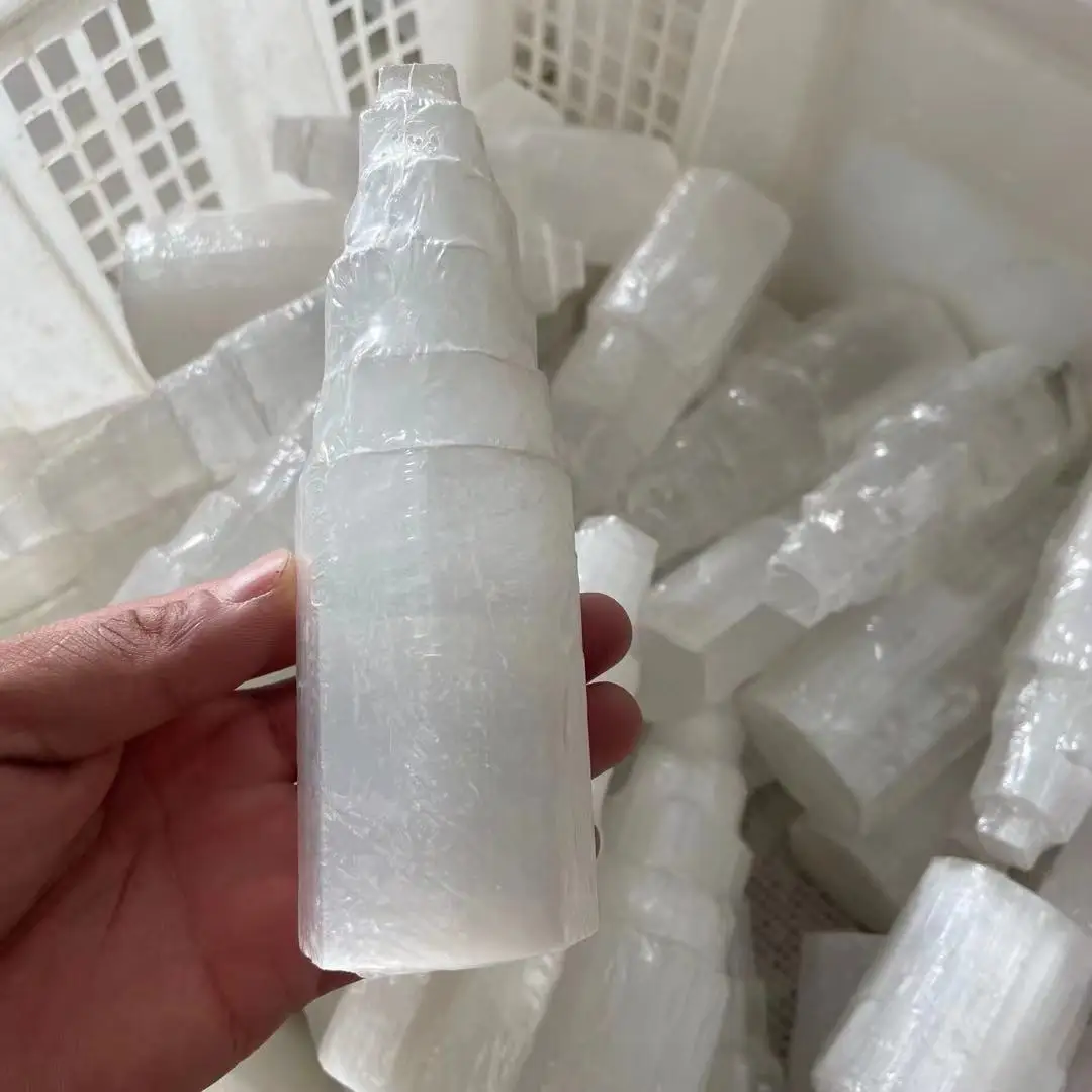 SELENITE White Gypsum Skyscraper Castle Towers Gypsum Crystal Point