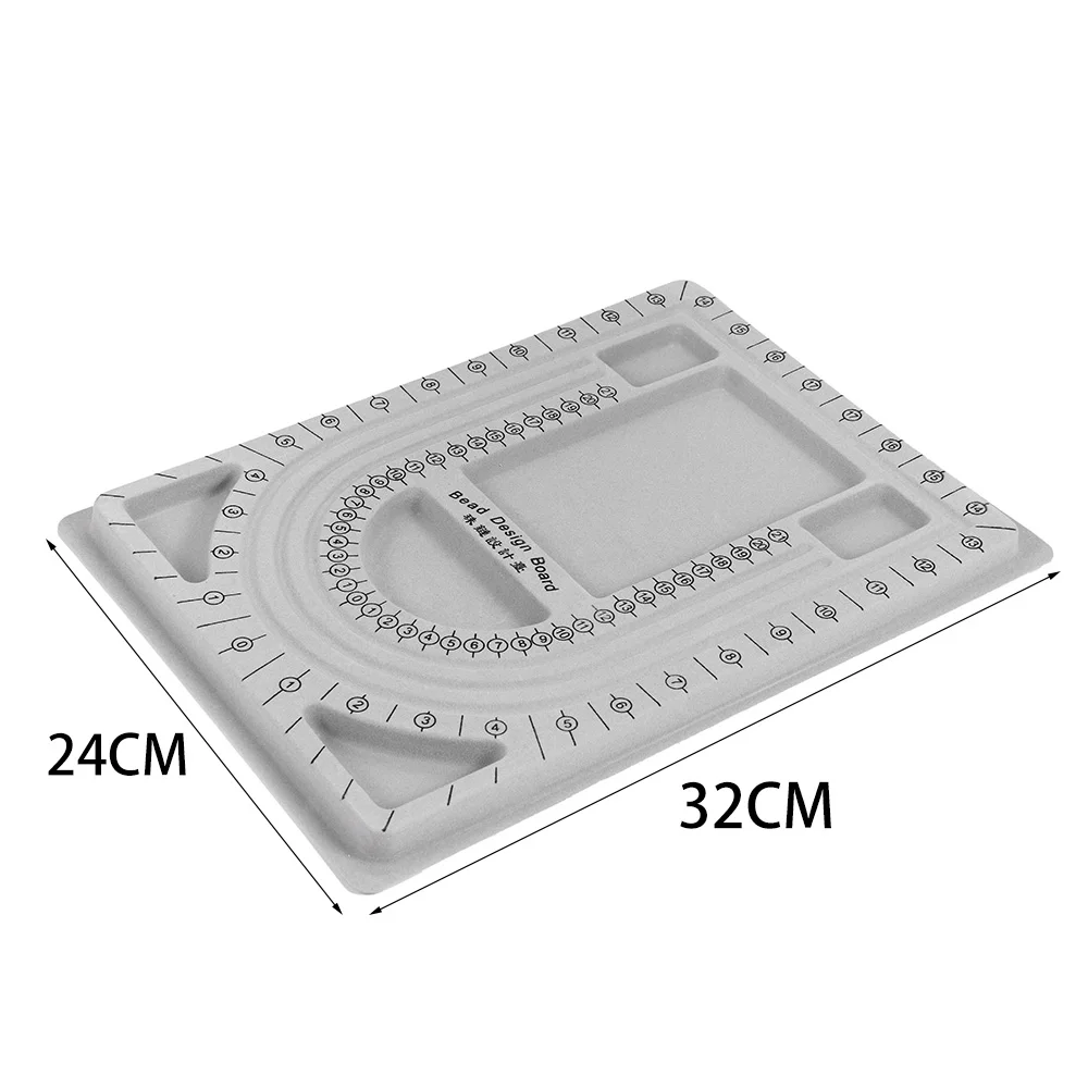 Tablica do koralików szara flokowana tablica z koralikami taca projekt Craft pęseta z koralików dla DIY bransoletka naszyjnik akcesoria do wyrobu