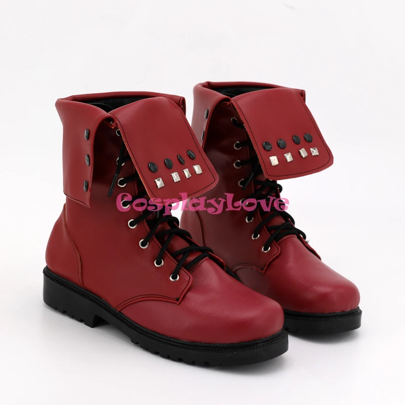 Ensemble Stars Ogami Koga Red Cosplay Shoes Long Boots Leather Custom Made For Halloween Christmas