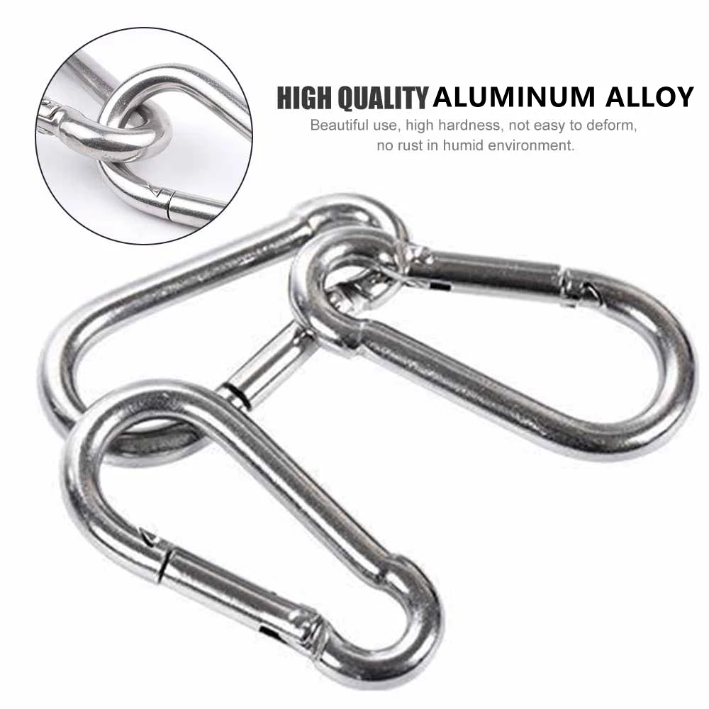 20pcs Mini Alloy Spring Carabiner Snap Hook Carabiner Clip Keychain EDC Survival Outdoor Camping Tools Silver Size 46*23*3.5mm