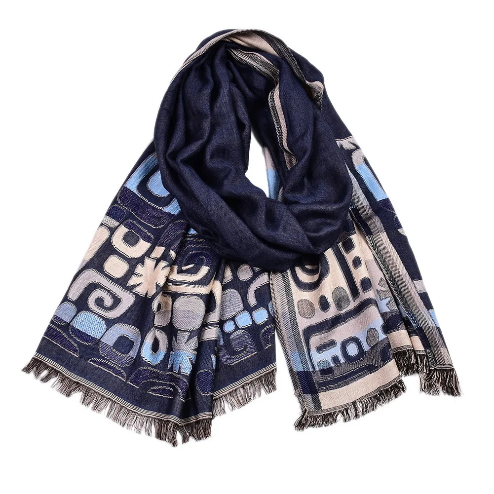 Ethnic Style Yarn-dyed Men Scarf Winter Warm Cotton Linen Men's Scarves Brushed Neckercheif Foulard For Male Pashmina Shawl