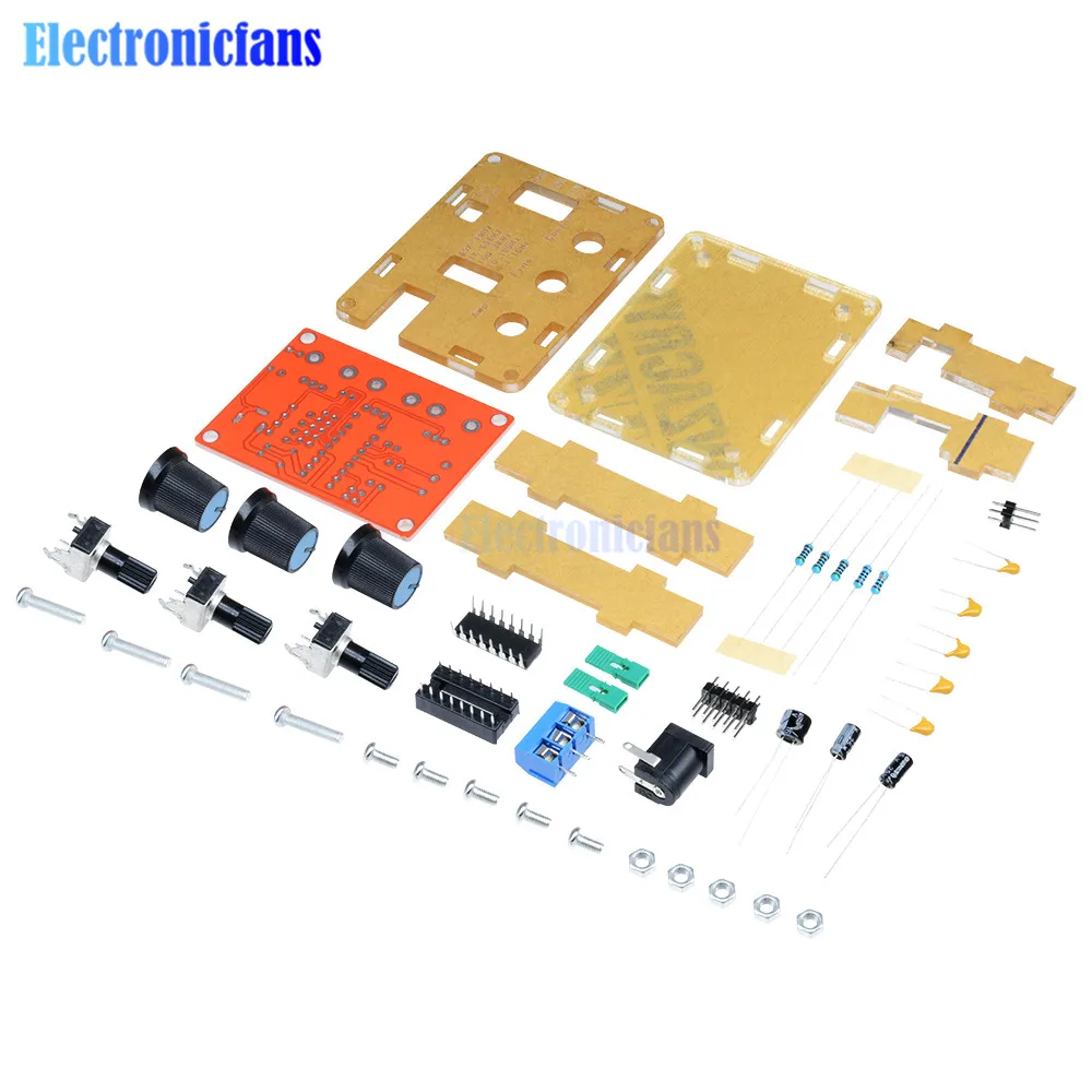 1Hz-1MHz XR2206 Function Generator Kit Square Wave Signal Generator Module Adjustable Frequency Pulse with Cover Box Protect DIY