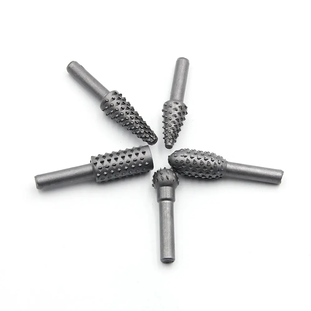 고탄소강 블랙 로터리 버 커터 조각 연삭 비트, 로터리 파일 커터 도구, 목공 DIY, 5 개