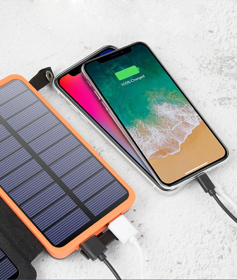 Solar Power Bank 10000mAh External Battery Solar Power Panel Phone Charging Poverbank For Smart Phone iPhone 11 Huawei Xiaomi