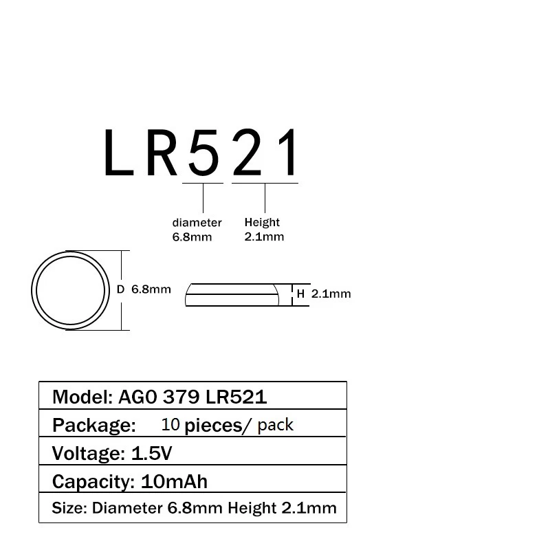 Bateria de botão alcalina gqym 500 peças, alta qualidade ag0 v379 v520 280-59 gp379 sr63 g0 618 lr520 379 sr521sw d379