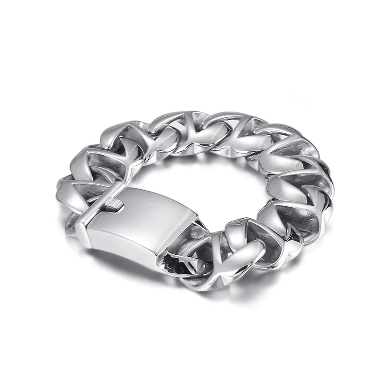 9 INCH 20mm Heavy 121g Stainless Steel Curb Link Chain Bracelet Bangle Large Jewelry For Mens