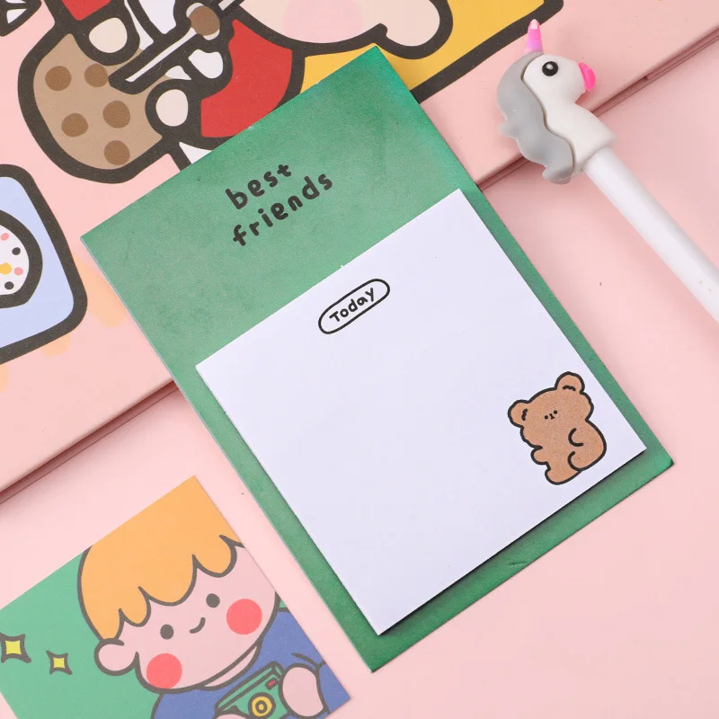 Cute Bear Memo Pad, Sticky Notes Decoração, Notepad Planner, Message Note Paper, Bookmark Papelaria, Material escolar