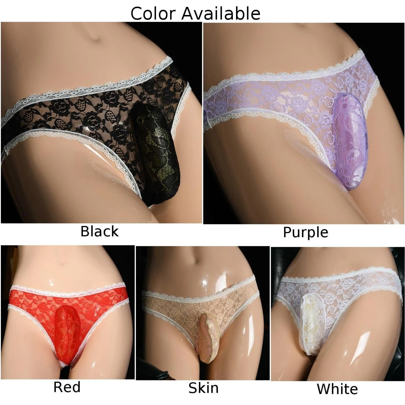 Men‘s Sexy Briefs Sissy Pouch Panties Fashion Bottom Shorts Pants See Through Lingerie Lace Floral Thongs Underwear Gays Clothes