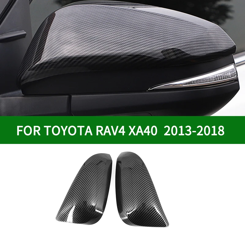 For TOYOTA RAV4 XA40 2013-2018 car Rearview mirror cover trim, black carbon fibre Side Turn Signal Mirror Covers 2014 2015 2016