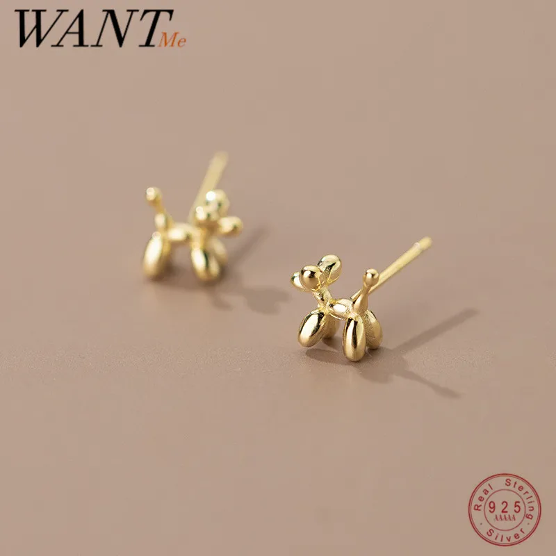 

WANTME 925 Sterling Silver Cute Cartoon Halloween Puppy Stud Earrings Minimalist Unique Christmas Dog Jewelry Women Accessories