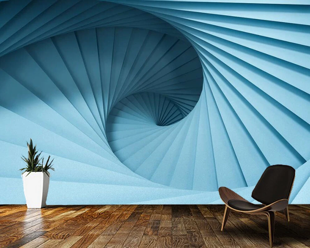 

Papel de parede Blue spiral geometric abstract modern 3d wallpaper,living room tv wall bedroom wall papers home decor bar mural