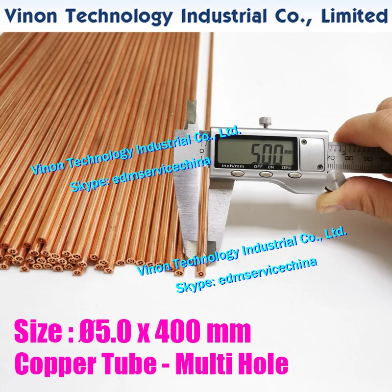 (30PCS/LOT) D5.0x400Lmm Copper Tube Multihole, Copper EDM Tubing Electrode MultiChannel Dia. 5.0mm Length 400mm for Superdrill