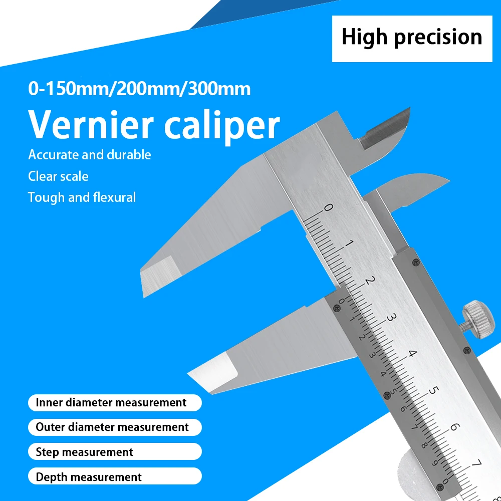 Vernier Caliper 0-150mm/200mm/300mm High Carbon Steel Metal Calipers Gauge Micrometer Measuring Tools with Fastening Screws