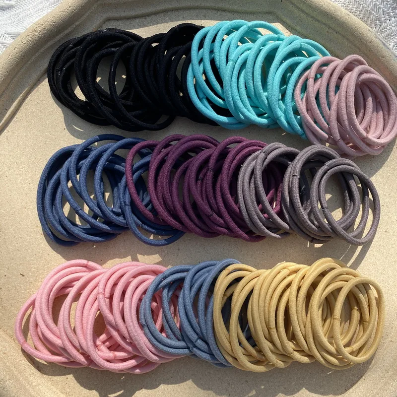10 sztuk/zestaw 4mm grube elastyczne gumki do włosów dla dzieci czarny Nylon gumka do wlosow kobiety gumeczki do wlosow do gumki recepturki dziewczynki kosmetyczka damska Haar Accessorie