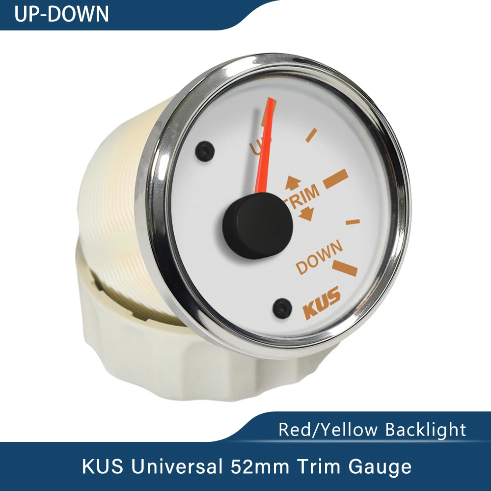 New KUS 52mm UP-DOWN DOWN-UP Boat Trim Gauge Marine Trim Tilt Indicator 0-190ohm For Boat Red and Yellow Available Backlight