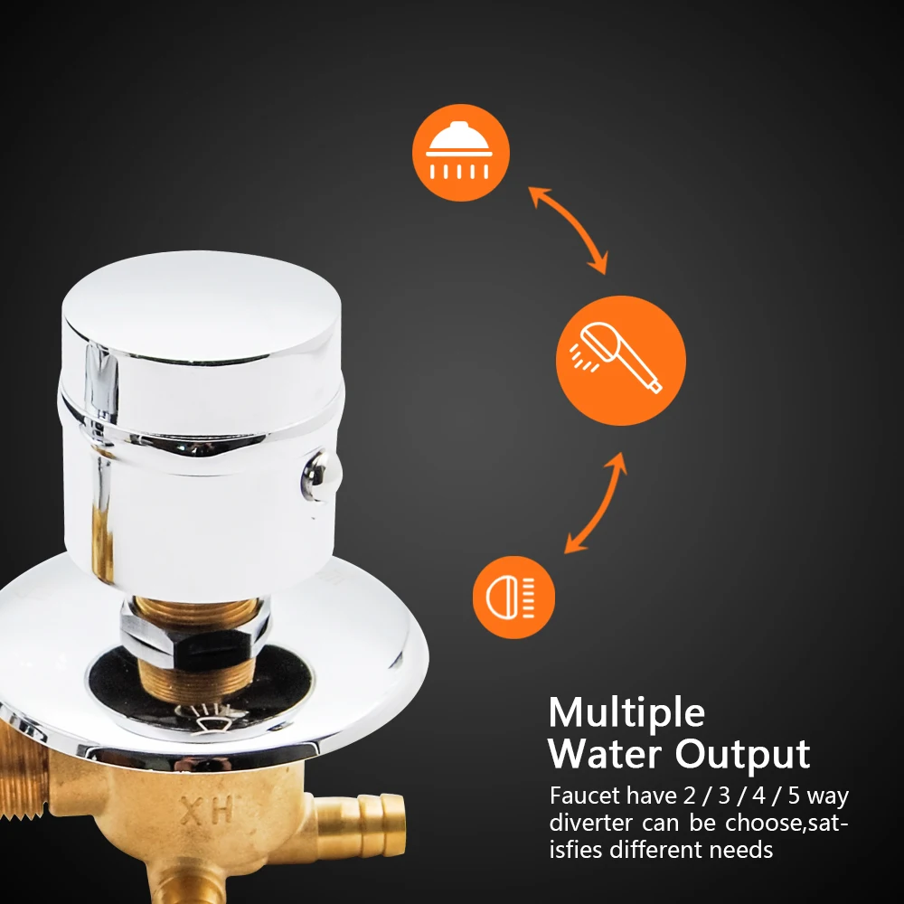 2/3/4/5 Way Outlet 10cm Shower room Mixer Tap Brass Separate Intubattion Shower Hose for shower cabin faucet