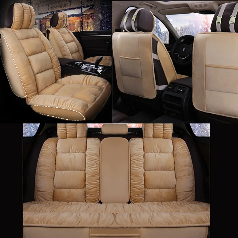 Car Seat Cover Keep Warm Winter Car Seat Cushion Flocking Cloth Fur Not Moves Universal Suitcase Non-slide For Lada Vesta E1 X20