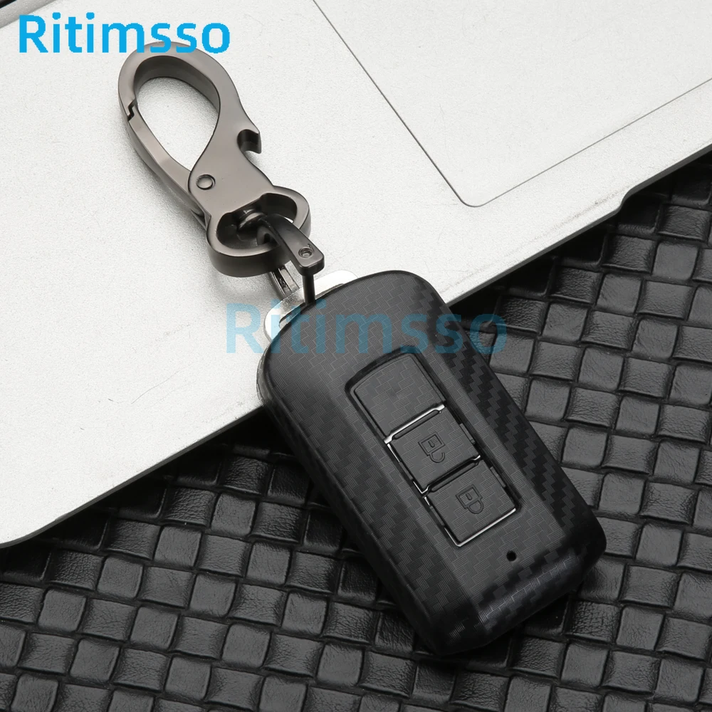 ABS Carbon Fiber Car Remote Key Full Cover Case For Mitsubishi Outlander Lancer Eclipse EX ASX Cross Colt Grandis Pajero Holder