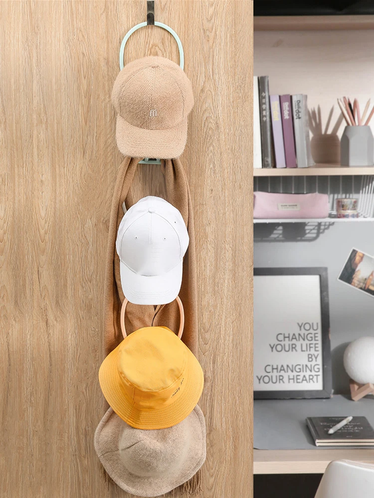 Hat Storage Rack 4 Pieces Nordic Style Thickened Plastic No Trace Strong Load-Bearing Hangable Multi-Purpose Household Items