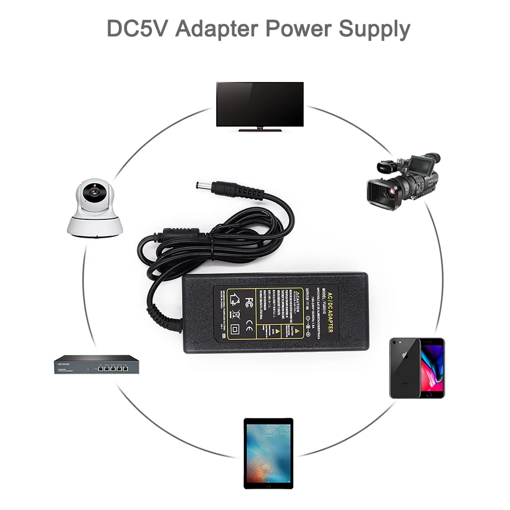 Imagem -03 - Fonte de Alimentação Led Adaptador 2a 3a 5a 6a 8a 10a 5v Transformador ue Eua au uk Plug para Cob Led Strip Light 10w 20 30 40w 50w Dc5v