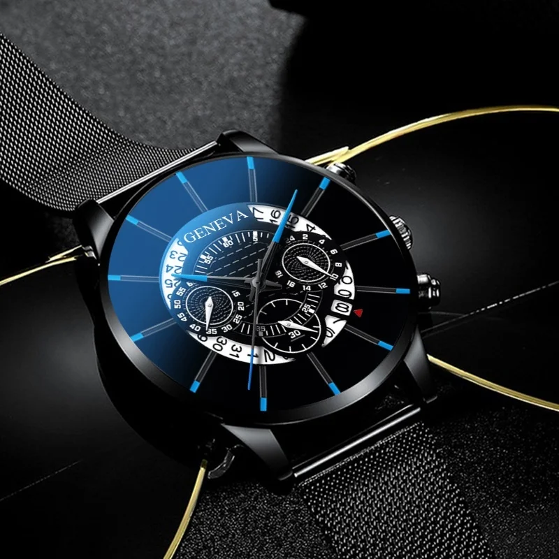 New Geneva Watch Men Watches Stainless Steel Calendar Quartz Wristwatches Men Sports Watches Reloj Hombre Relogio Masculino - view 3