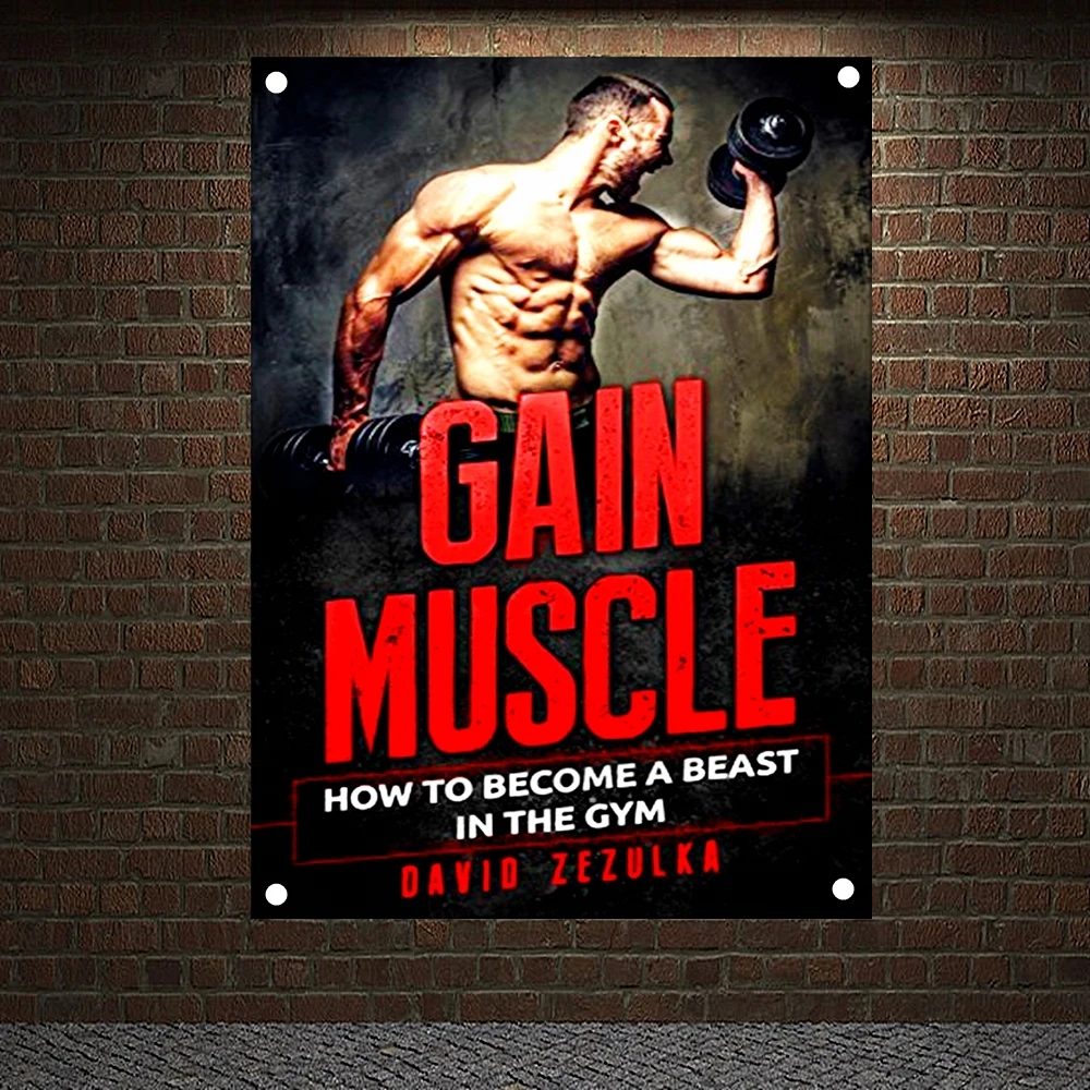

GAM MUSCLE Exercise Fitness Banners Flags Canvas Painting Wall Hanging Sports Inspirational Posters Tapestry Gym Home Decoration