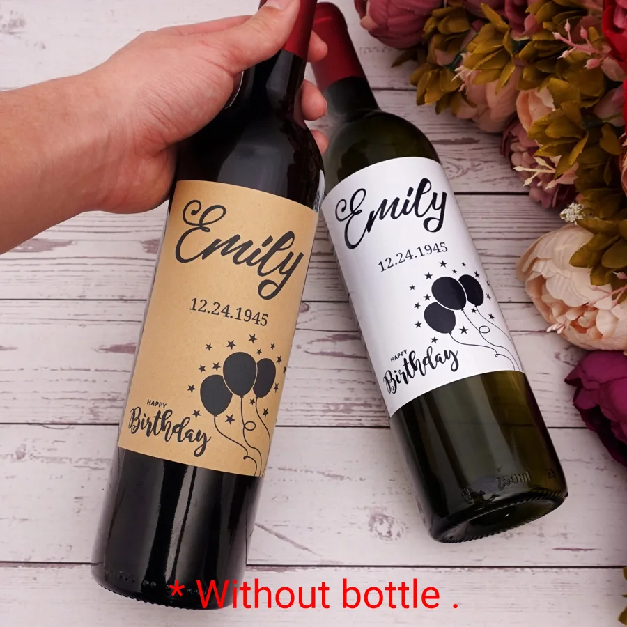 

20 Pieces/Lot Customized Name & Date Wine Bottle Labels For Birthday Party DIY Decoration Personalized Wrapper Sticker