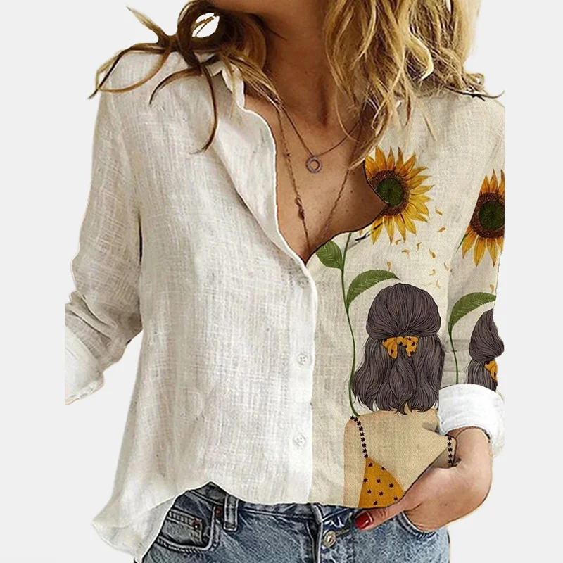 Vintage Women Patchwork Button Short Sleeve Blouse Summer Casual Loose Office Shirt Spring Femme 3XL Cats Printed Shirt Blusas