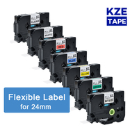 24mm Brother Flexible Cable Label Tapes Tze-FX251 Multicolor Laminated label tape tze tape Flexible label for P-touch printers