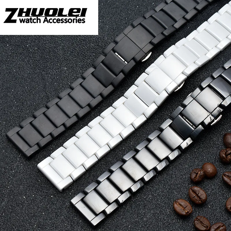 high quality Ceramic watchband for AR1507 AR1508 AR1508 Samsung Galaxy watch S3 gear 46mm watch bracelet straps 22mm