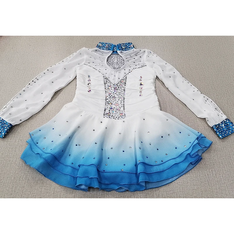 Artistic Gymnastics Performance Nasinaya Figure Skating Competition Women's Children's Dress Shining Rhinestone