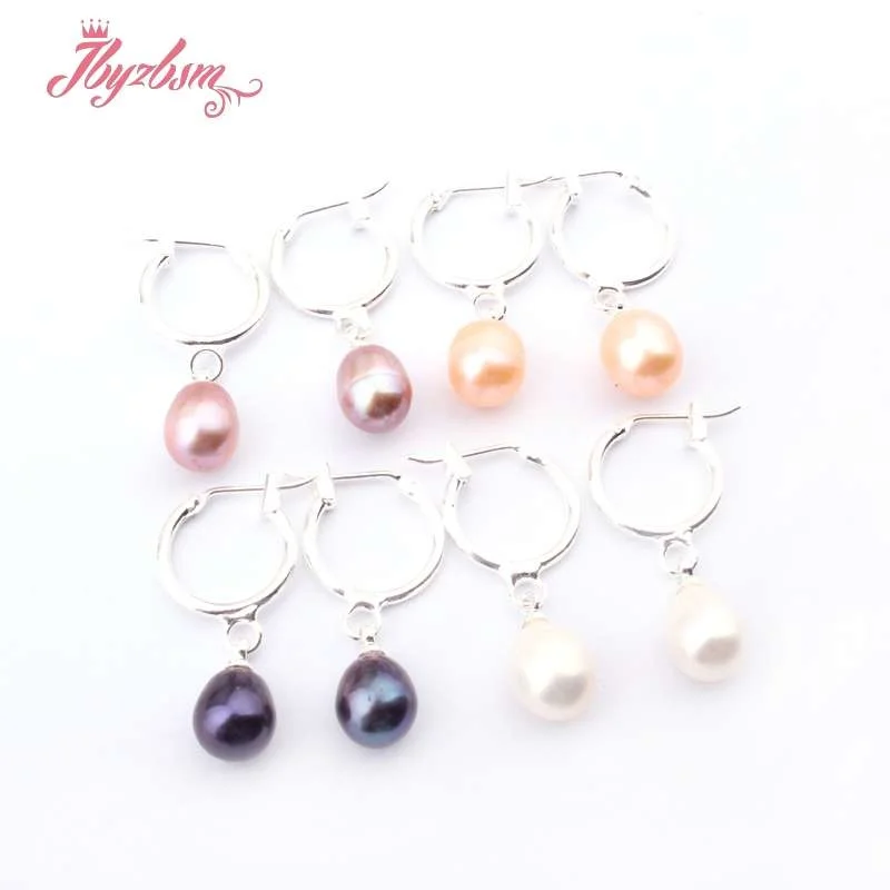 7x8-8-9mm Oval Genuine Freshwater Pearl Beads Natural Stone Beads Fashion Jewelry Earrings For Woman Christmas Gift 1 Pair