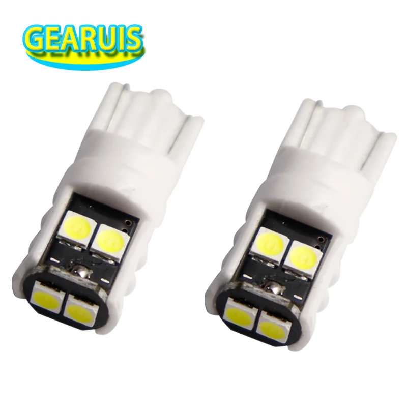 10pcs T10 ceramic 6 smd 3030 LED 30MA 27*10*11MM 194 W5W Motor Car Interior Side Light Indicator License Plate Lamps DC 12V 10