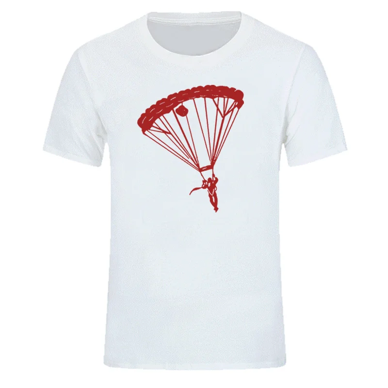 Men\'s Short Sleeve T Shirts Tops Printing Casual Cotton Tees New Sky Divers Parachute Funny T-shirt EU Size