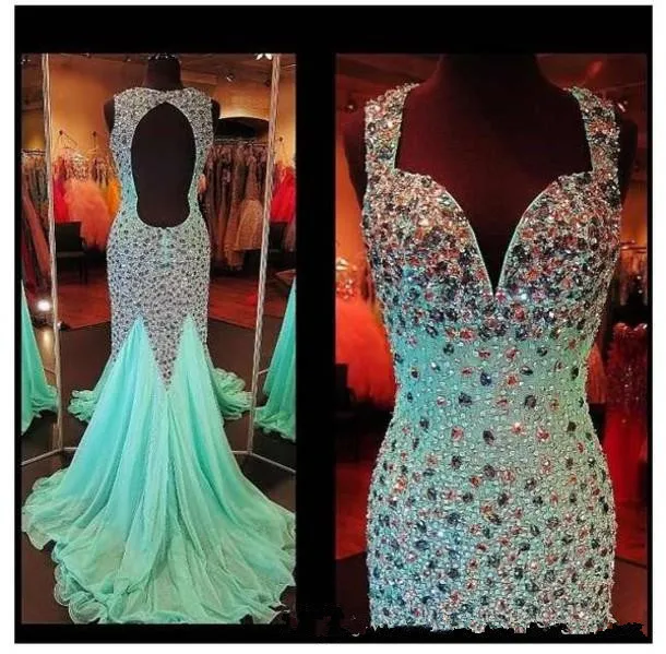 

Sexy Sweetheart Crystal Beading Keyhole Back Mermaid Prom Dresses 2015 vestidos de fiesta largos Fabulous Evening Gowns