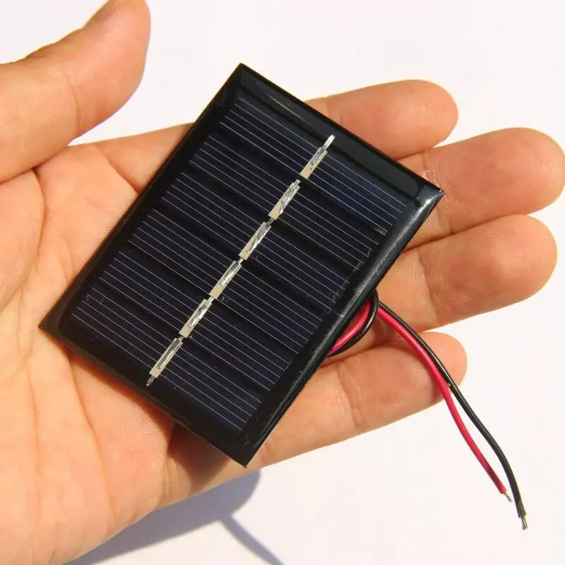 Pannello solare policristallino 0,3 W 3 V con filo Caricatore solare fai-da-te per studio di luci a batteria 2 V-3 V 65 * 48 MM 10 pezzi