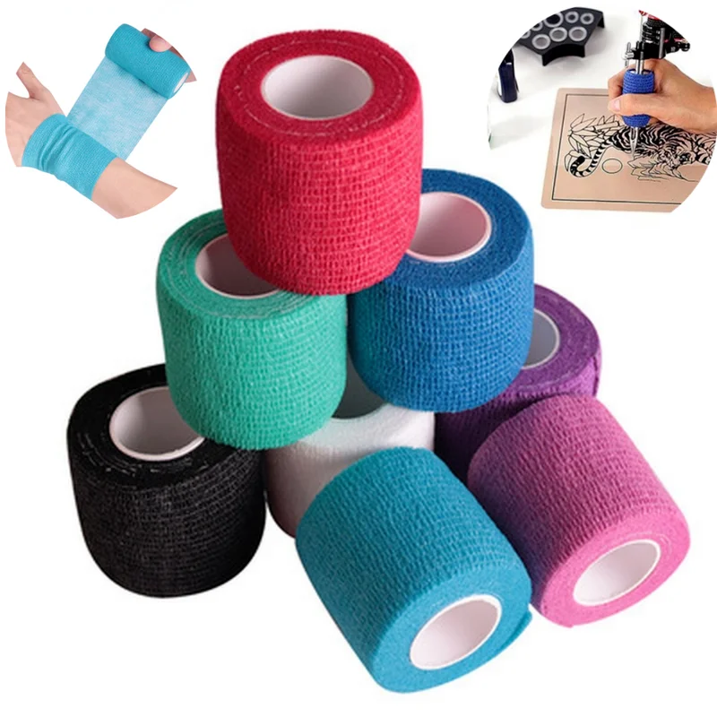 

1Pc Tattoo Bandage Self Adhesive Elastic Bandage Wrap Sport Tape Disposable Handle with Tube Tightening Tattoo Accessories