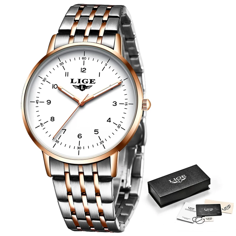 LIGE – montre-Bracelet de luxe pour femmes, étanche, Quartz, cadeau pour amoureux