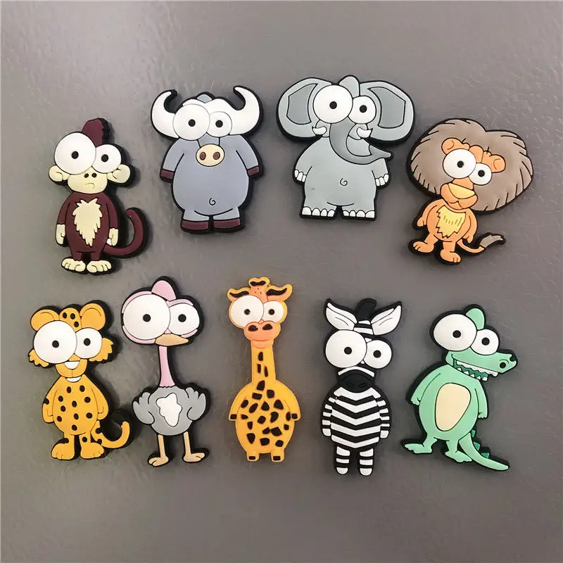 Creative Cartoon PVC Fridge Magnets Zoo Animal Magnetic Toys Toddler Souvenir Refrigerator Magnets Fridge Magnets for Babies Kid