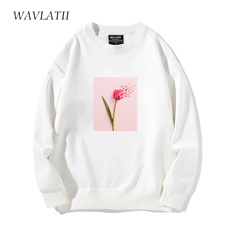 WAVLATII Women 2022 New Thick Warm Sweatshirts Female Pink Tracksuit Hoodies Lady Artifical Fur Liner Tops for Winter WH2140