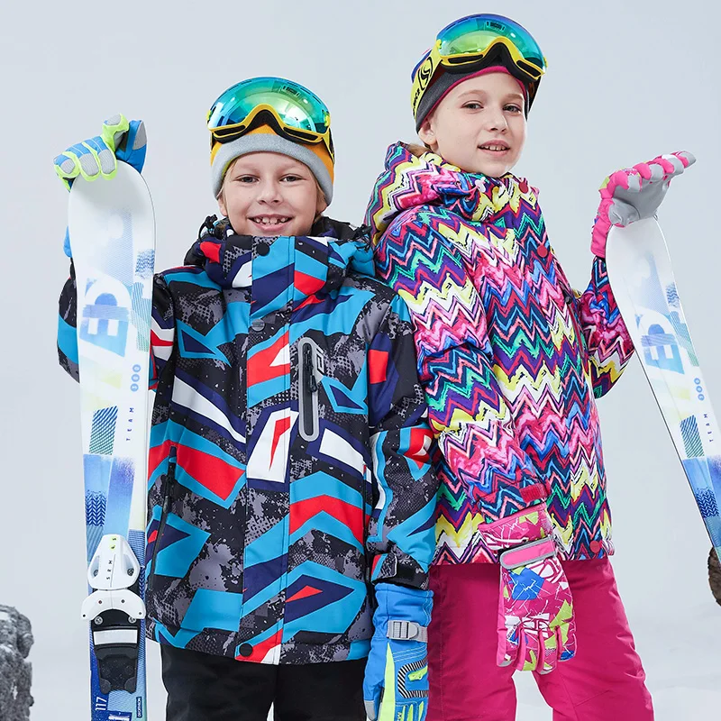 -Jaqueta de esqui de 30 graus para meninas do menino snowsuit inverno conjunto de esqui das crianças snowboard vestir à prova dteen água traje